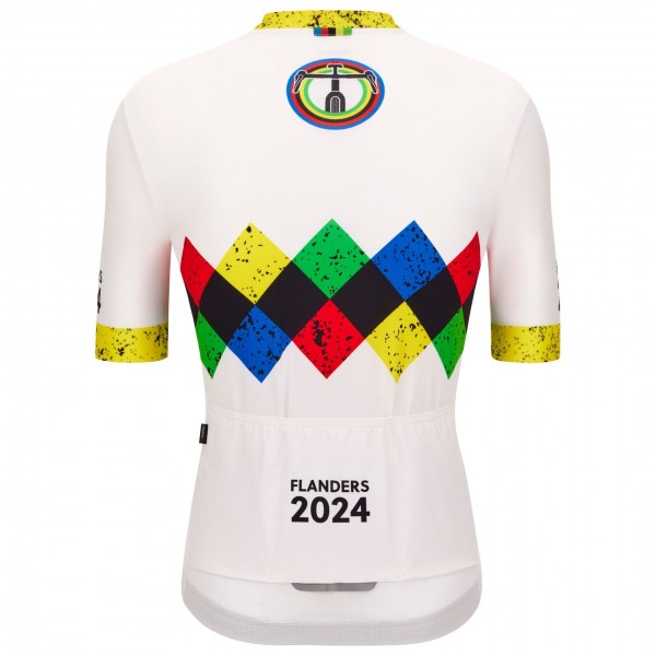 Herren Santini UCI Gravel Weltmeisterschaft trikot Flandern 2024-Weiss