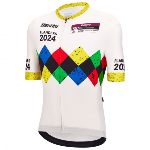 Herren Santini UCI Gravel Weltmeisterschaft trikot Flandern 2024-Weiss