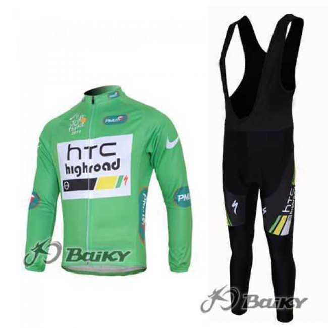 HTC-Highroad Pro Team Fahrradtrikot Radbekleidung Langarm+Lang Fahrradhose Bib grün Schwarz 8E81B HTC-Highroad Pro Team Fahrradtrikot Radbekleidung Langarm+Lang Fahrradhose Bib grün Schwarz 8E81B