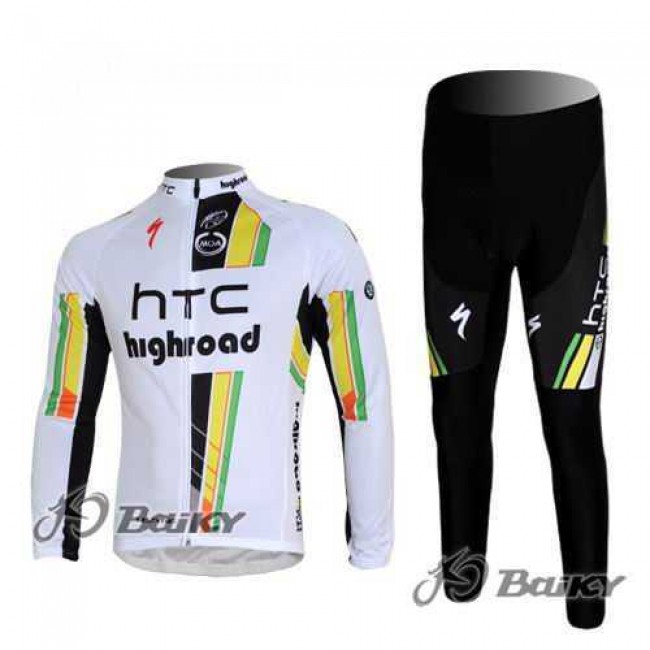 HTC-Highroad Pro Team Fahrradtrikot Radbekleidung Langarm+Lang Fahrradhose weiß grün 4YRT2 HTC-Highroad Pro Team Fahrradtrikot Radbekleidung Langarm+Lang Fahrradhose weiß grün 4YRT2