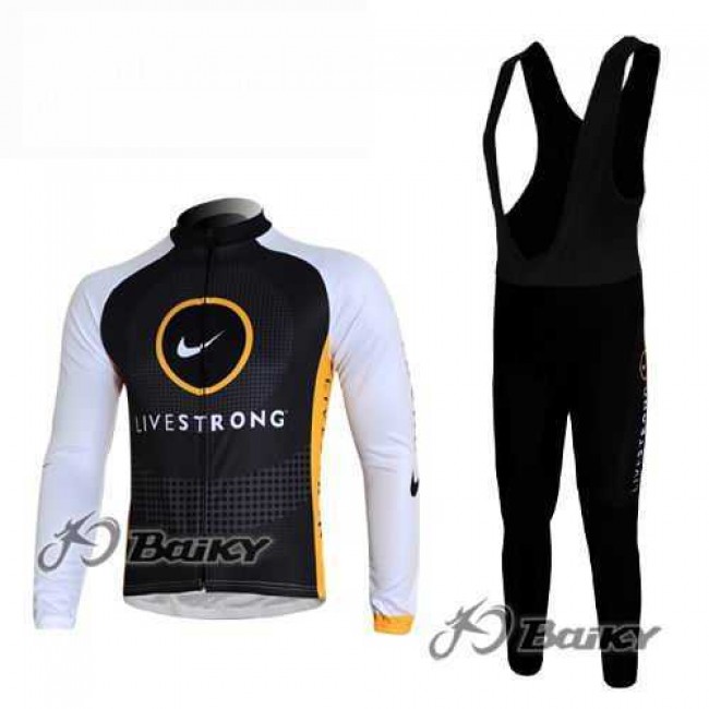 Livestrong Fahrradbekleidung Radteamtrikot Langarm+Lang Trägerhose Schwarz weiß E1D1Z Livestrong Fahrradbekleidung Radteamtrikot Langarm+Lang Trägerhose Schwarz weiß E1D1Z