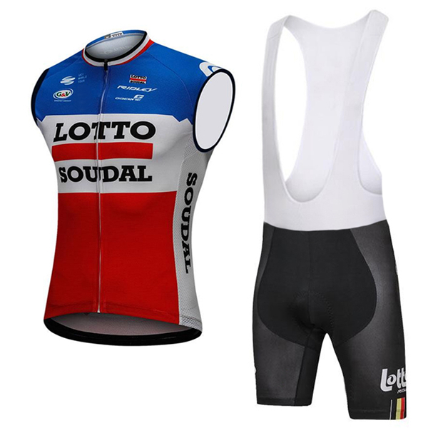 2018 Lotto Soudal blau weiß Rot Set Mouwloze+Kurz Trägerhose TIVIB 2018 Lotto Soudal blau weiß Rot Set Mouwloze+Kurz Trägerhose TIVIB