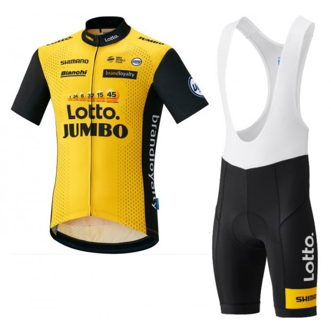 LottoNL-Jumbo 2018 Fahrradbekleidung Radtrikot Satz Kurzarm+Kurz Trägerhose QL0QH LottoNL-Jumbo 2018 Fahrradbekleidung Radtrikot Satz Kurzarm+Kurz Trägerhose QL0QH