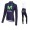 2016 Movistar Fahrradbekleidung Radtrikot Langarm+Lang Trägerhose vliezen blau 13JJ2