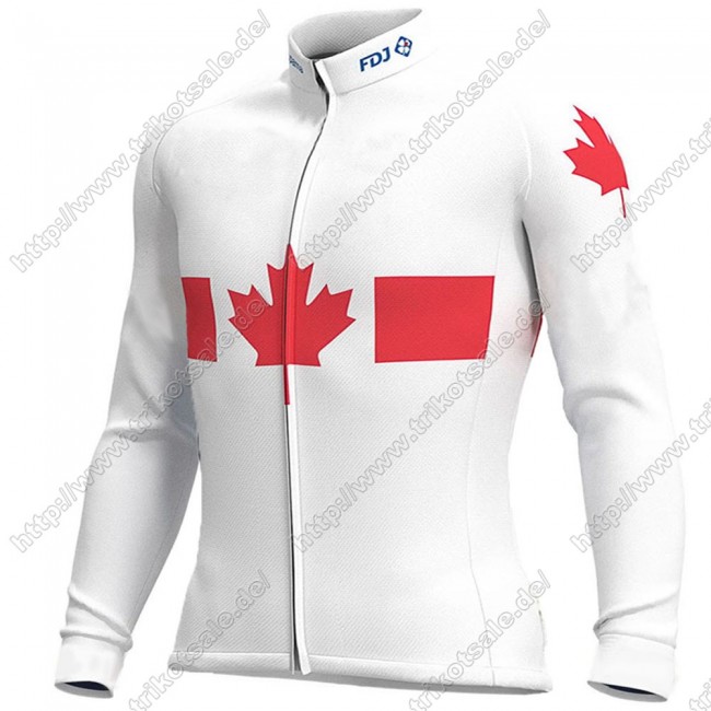 Canada FDJ 2021 Fahrradbekleidung Radtrikot Langarm HQYEX Canada FDJ 2021 Fahrradbekleidung Radtrikot Langarm HQYEX