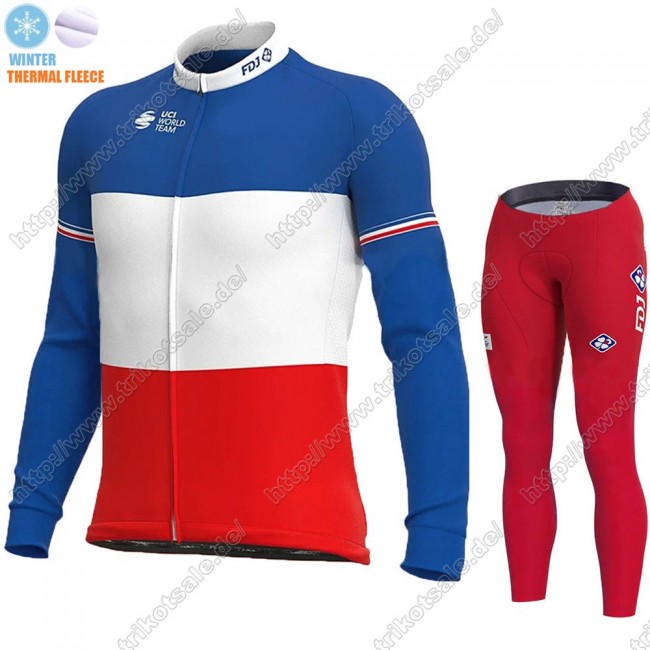 France FDJ Winter Thermal Fleece 2021 Fahrradbekleidung Radtrikot Langarm+Lang Trägerhose IUJRC France FDJ Winter Thermal Fleece 2021 Fahrradbekleidung Radtrikot Langarm+Lang Trägerhose IUJRC