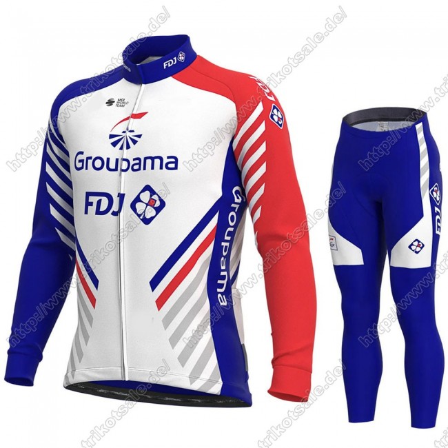 GROUPAMA FDJ 2021 Fahrradbekleidung Radtrikot Langarm+Lang Trägerhose CLEWO GROUPAMA FDJ 2021 Fahrradbekleidung Radtrikot Langarm+Lang Trägerhose CLEWO