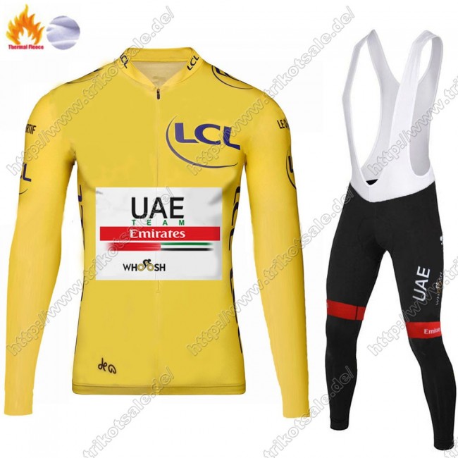 Winter Thermal Fleece UAE EMIRATES Tour De France 2021 Fahrradbekleidung Radtrikot Langarm+Lang Trägerhose CLQEN Winter Thermal Fleece UAE EMIRATES Tour De France 2021 Fahrradbekleidung Radtrikot Langarm+Lang Trägerhose CLQEN