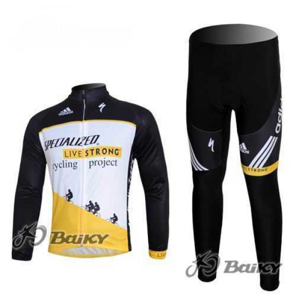 Specialized Livestrong Fahrradtrikot Radbekleidung Langarm+Lang Fahrradhose weiß Schwarz gelb DLXYI Specialized Livestrong Fahrradtrikot Radbekleidung Langarm+Lang Fahrradhose weiß Schwarz gelb DLXYI