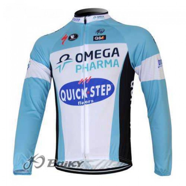 Omega Pharma Quick Step Pro Team Radtrikot Langarm blau weiß JMUKG Omega Pharma Quick Step Pro Team Radtrikot Langarm blau weiß JMUKG