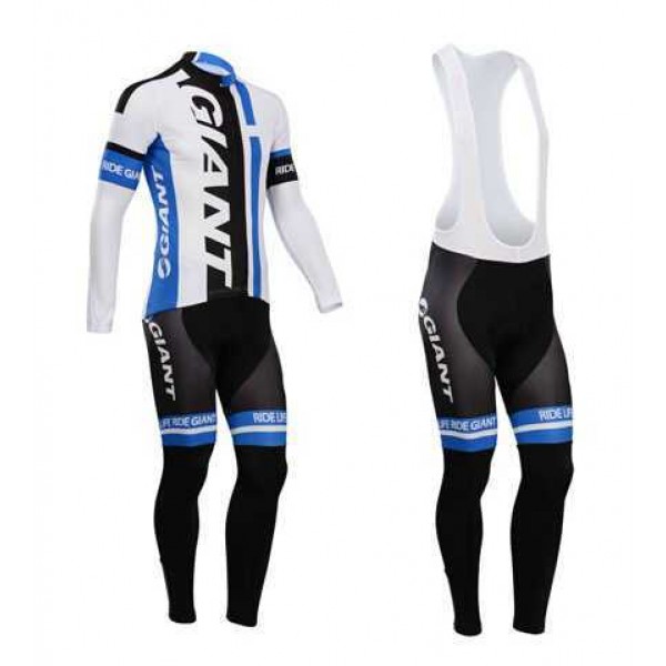 Giant 2014 Fahrradbekleidung Set Langarmtrikot+Lange Trägerhose blau weiß K3XJE Giant 2014 Fahrradbekleidung Set Langarmtrikot+Lange Trägerhose blau weiß K3XJE